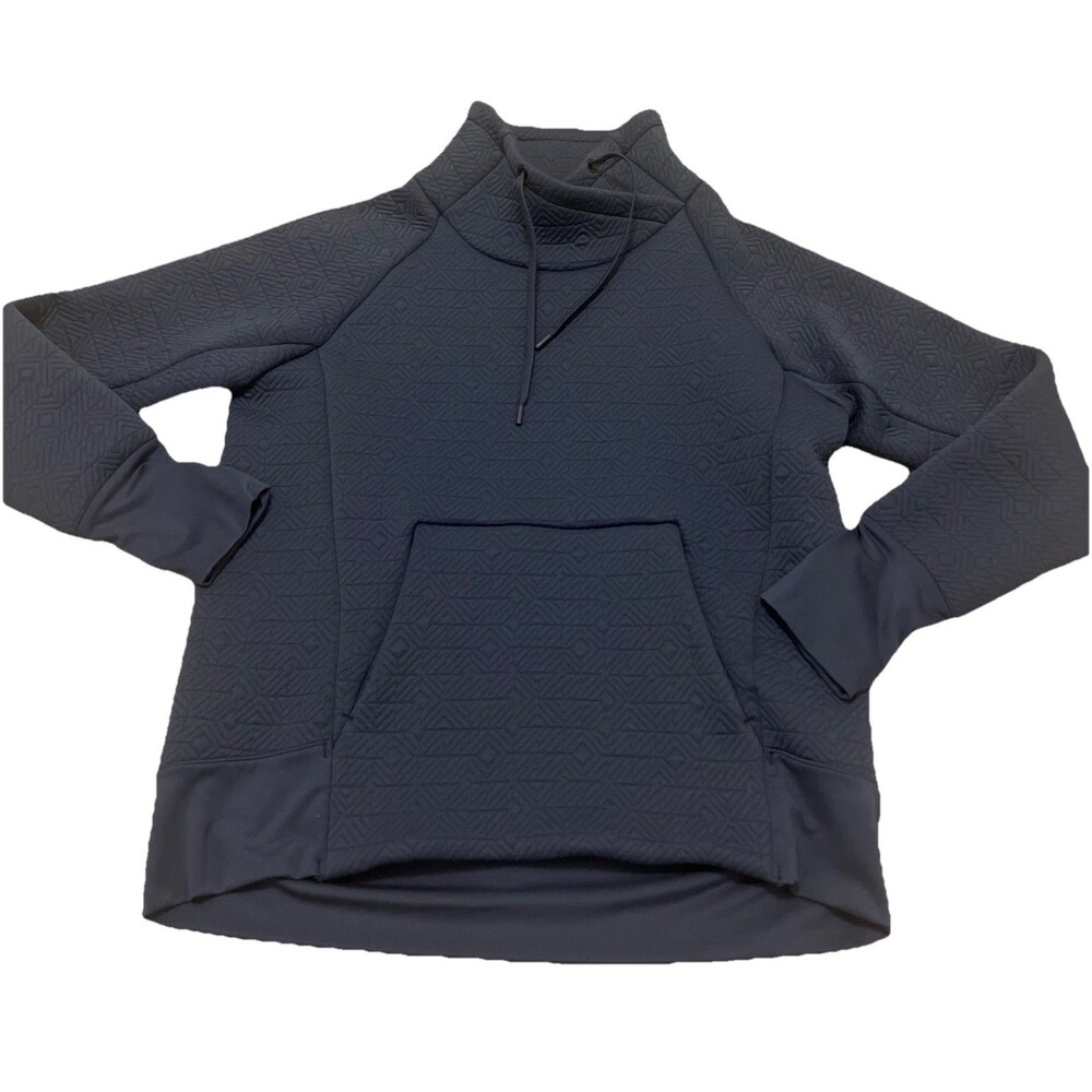 ATHLETA Jacquard Elevation Women's Quilted Pullover Sweatshirt Navy Blue Small